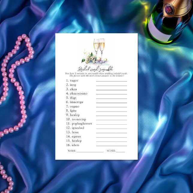 Pearls & Prosecco Brautparty Word Scramble Game (Pearls and Prosecco Bridal Shower Word Scramble Game)