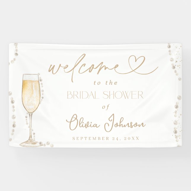 Pearls & Prosecco Bridal Begrüßungszeichen Banner (Horizontal)