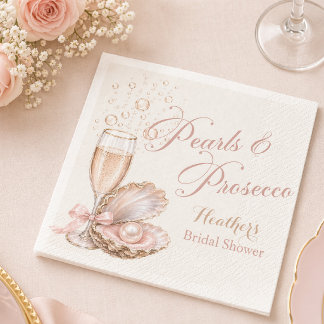 Pearls & Prosecco Bridal Shower Napkins | Elegant  Serviette
