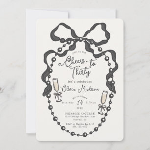 Pearls & Prosecco Coquette Bow Brautparty Invit