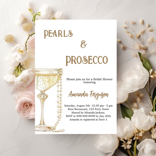 Pearls Prosecco elegantes Brautparty Einladung (Von Creator hochgeladen)