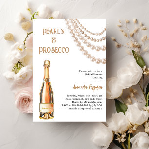 Pearls Prosecco elegantes Brautparty Einladung