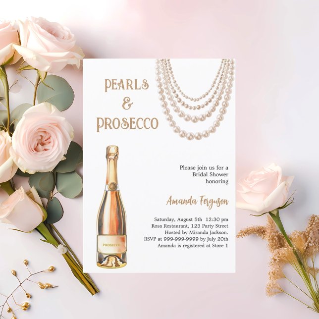 Pearls Prosecco elegantes Brautparty Einladung (Von Creator hochgeladen)