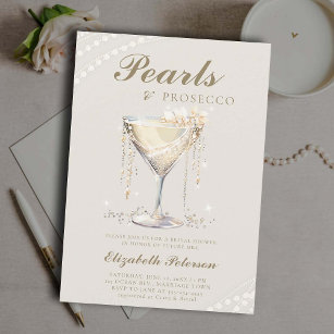 Pearls Prosecco Elvory Elegantes Brunch Brautparty Einladung