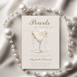 Pearls Prosecco Elvory Elegantes Brunch Brautparty Einladung<br><div class="desc">Pop den Champagner, sie heiratet! Bewundern Sie ihren Übergang von Frau zu Frau mit diesem eleganten Brautparty aus Perlen und Prosecco und einer eleganten Aquarelleinladung, die mit einem Champagnerglas voller Champagner und überhängenden Perlenketten aufwartet. Die klassische formale Kalligraphie und Hochzeitstypografie in einer Champagnerfarbe runden dieses stilvolle Design ab. Eine moderne...</div>