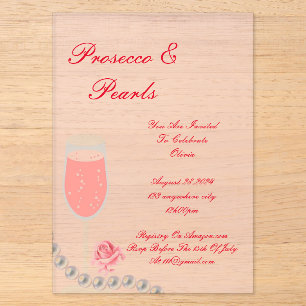 PEARLS & PROSECCO FÊTE DES MARIÉES INVITATION ROSE