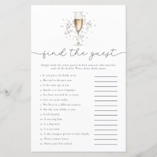 Pearls Prosecco Finden Sie das Gast-Brautparty-Spi