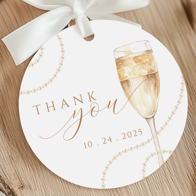 Pearls & Prosecco Gold Brautparty Gefälligkeitstag Geschenkanhänger (Von Creator hochgeladen)