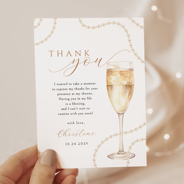 Pearls & Prosecco Gold Brautparty Vielen Dank Dankeskarte (Von Creator hochgeladen)