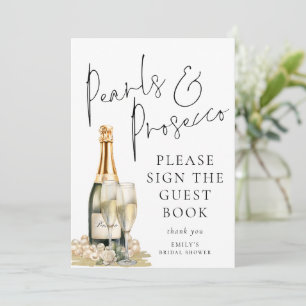 Pearls Prosecco Guest Book Brautparty Signcard Einladung