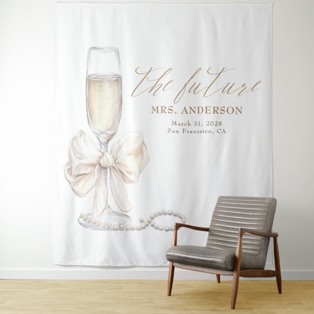 Pearls & Prosecco Mrs Photo Prop Backdrop Wandteppich (Beispiel)