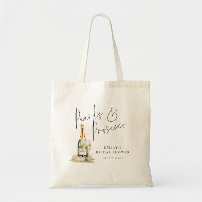 Pearls Prosecco Name Danke für Bridesmaid Tragetasche (Vorne)