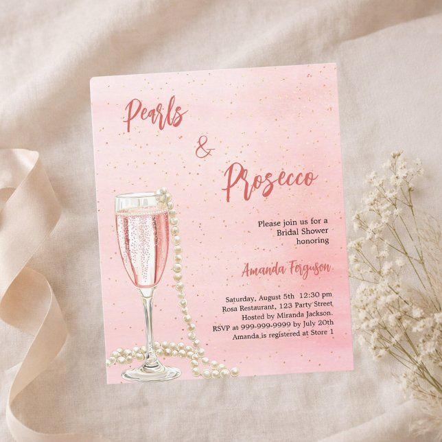 Pearls Prosecco rosa Bridal Einladung (Von Creator hochgeladen)