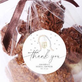 Pearls & Prosecco - vielen Dank Brautparty Runder Aufkleber