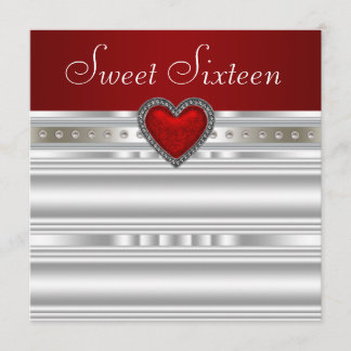 Pearls Ruby Red Heart 16 . Geburtstag Geburtstag Einladung