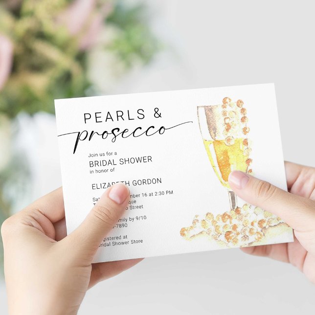 Pearls und Prosecco Brautparty Custom Minimal Einladung (Von Creator hochgeladen)