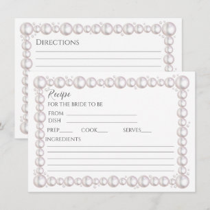 Pearls und Prosecco Brautparty Rezeptkarte Mitteilungskarte