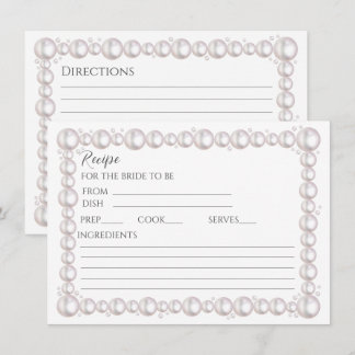 Pearls und Prosecco Brautparty Rezeptkarte Mitteilungskarte