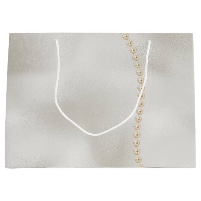 Pearls White Luxe Große Geschenktüte (Vorderseite)