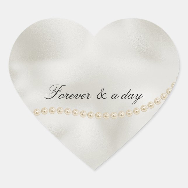 Pearls White Luxe Herz-Aufkleber (Vorderseite)