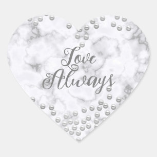 Pearls White Misty Herz-Aufkleber