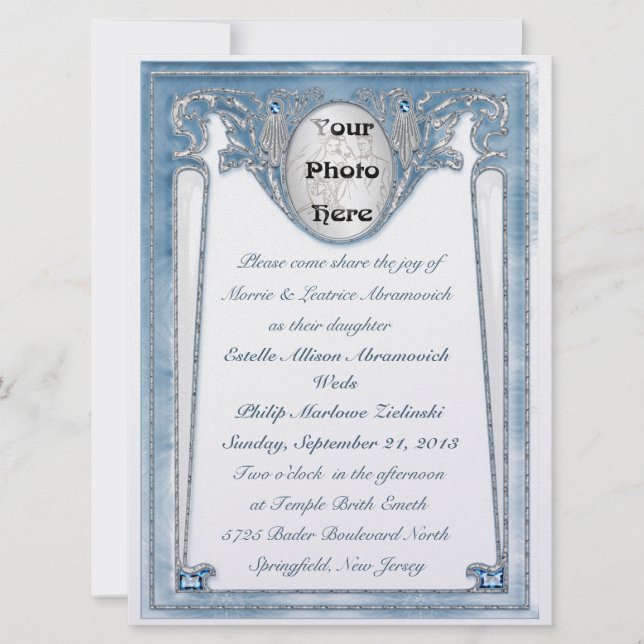 Pearly Blue - Foto (Einladung Hochzeit) Einladung (Vorderseite)