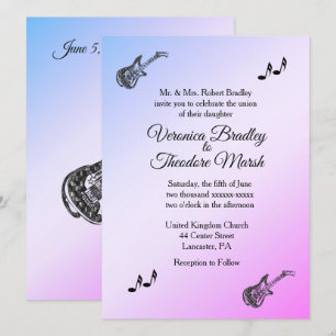 Pearly Purple Guitar Thème Faire-part de mariage