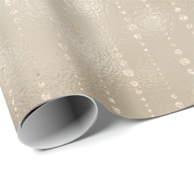 Pearly Titanium Ivory Drops Glass Shiny Glam Geschenkpapier (Rolleneckpunkt)