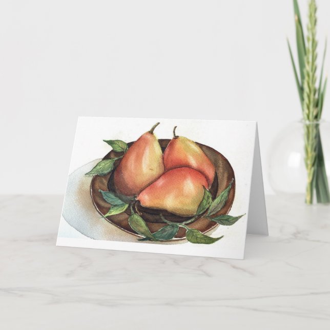 Pears Watercolor Still Life Carte pour notes (Devant)