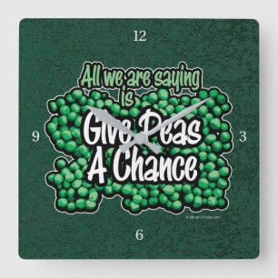 Peas A Chance Quadratische Wanduhr