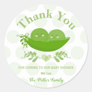 Peas dans un bébé pod Douche Merci Sticker Étiquet