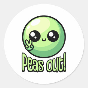 Peas Out! Niedlich Pea Peace Sign Pub Runder Aufkleber
