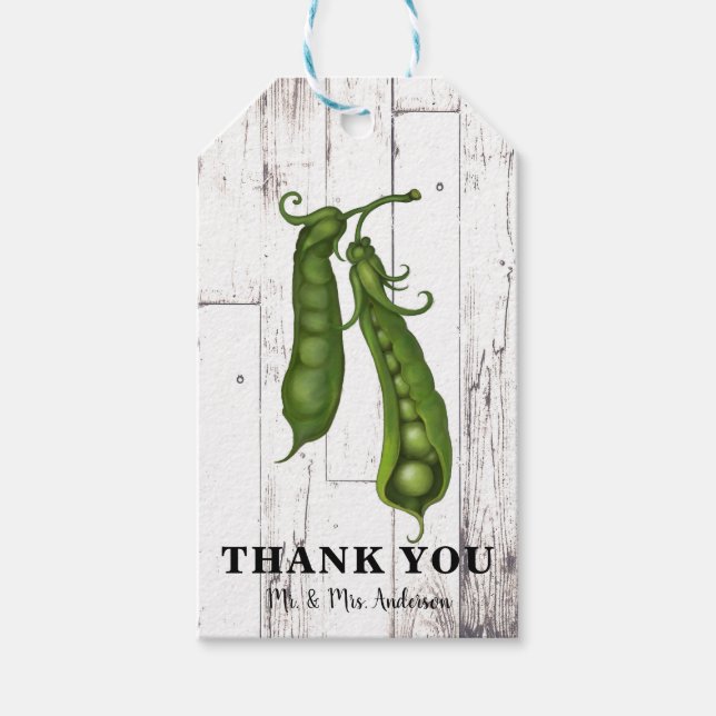 Peas Pod White Wood Rustic Farmhouse Party Geschenkanhänger (Vorderseite)