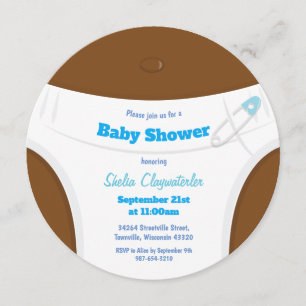 Peau Brown et couche bleue   Invitation baby showe
