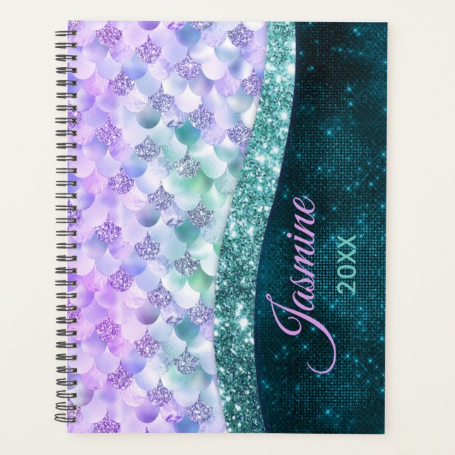 Peau de sirène turquoise argent faux parties scint (Devant)