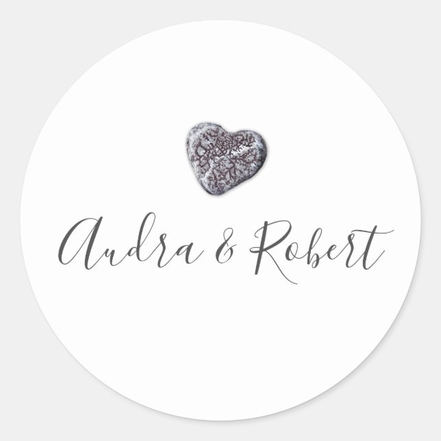 Pebble Heart Discovery Wedding Runder Aufkleber (Vorderseite)