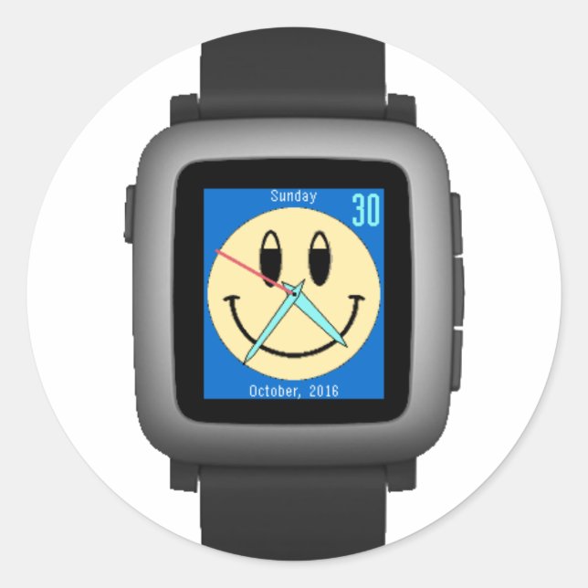 Pebble Time Black Runder Aufkleber (Vorderseite)