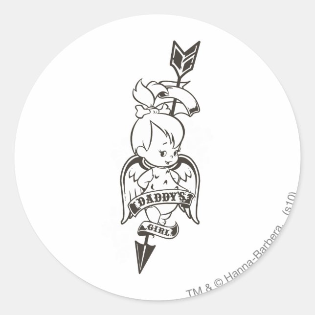 PEBBLES™ Daddy's Girl B&W Runder Aufkleber (Vorderseite)