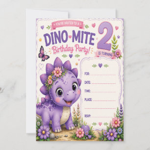 Pebbles' Dino-Mite 2. Geburtstag Einladung