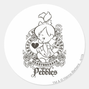 PEBBLES™ Heartbreaker B&W Runder Aufkleber