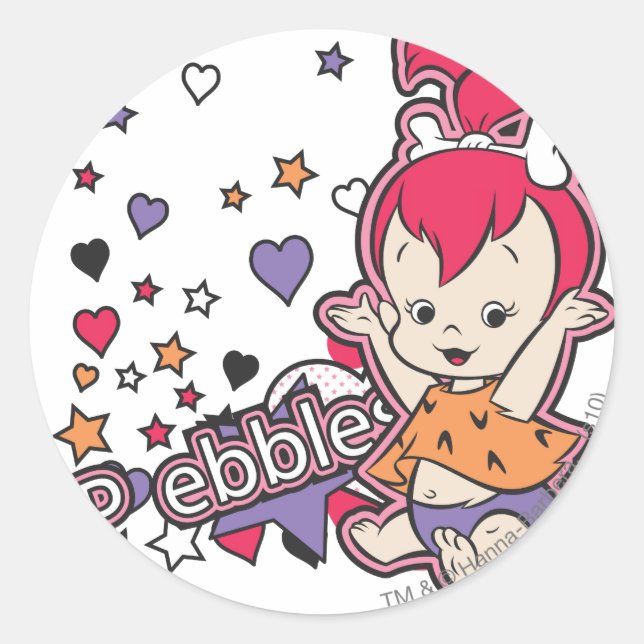 PEBBLES™ Lila Herz Runder Aufkleber (Vorderseite)