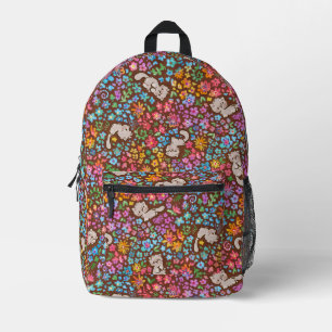 Pebbles skurriler Garten Graue Katze & Helle Blume Bedruckter Rucksack