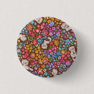 Pebbles skurriler Garten Graue Katze & Helle Blume Button