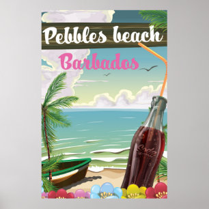 Pebbles Strand Barbados vintage Reiseposter Poster