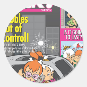 PEBBLES™ und Bam-Bam aus Kontrolle heraus Runder Aufkleber