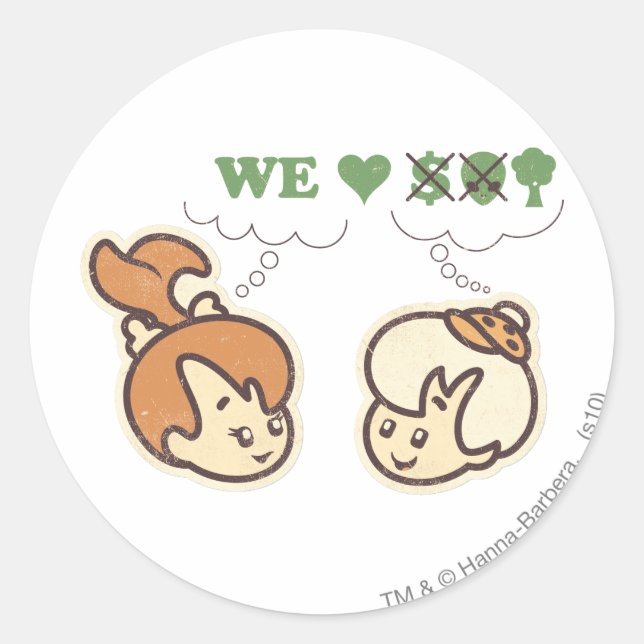 PEBBLES™ und Bam Bam Lieben Natur Runder Aufkleber (Vorderseite)