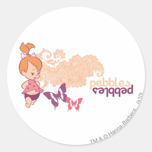PEBBLES™ und Schmetterlinge Runder Aufkleber (Vorderseite)