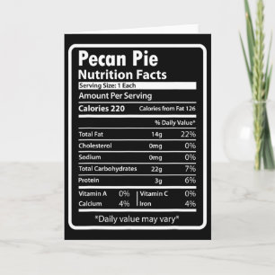 Pecan Pie Lustige Ernährungsfakten für Thanksgivin Karte