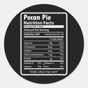 Pecan Pie Lustige Ernährungsfakten für Thanksgivin Runder Aufkleber
