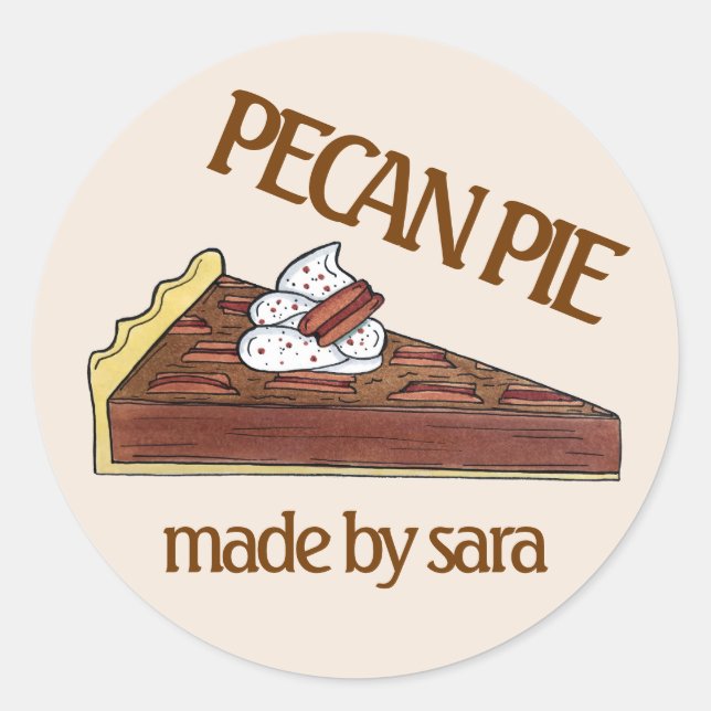 Pecan Pie Tart Southern Food Dessert gebacken von Runder Aufkleber (Vorderseite)